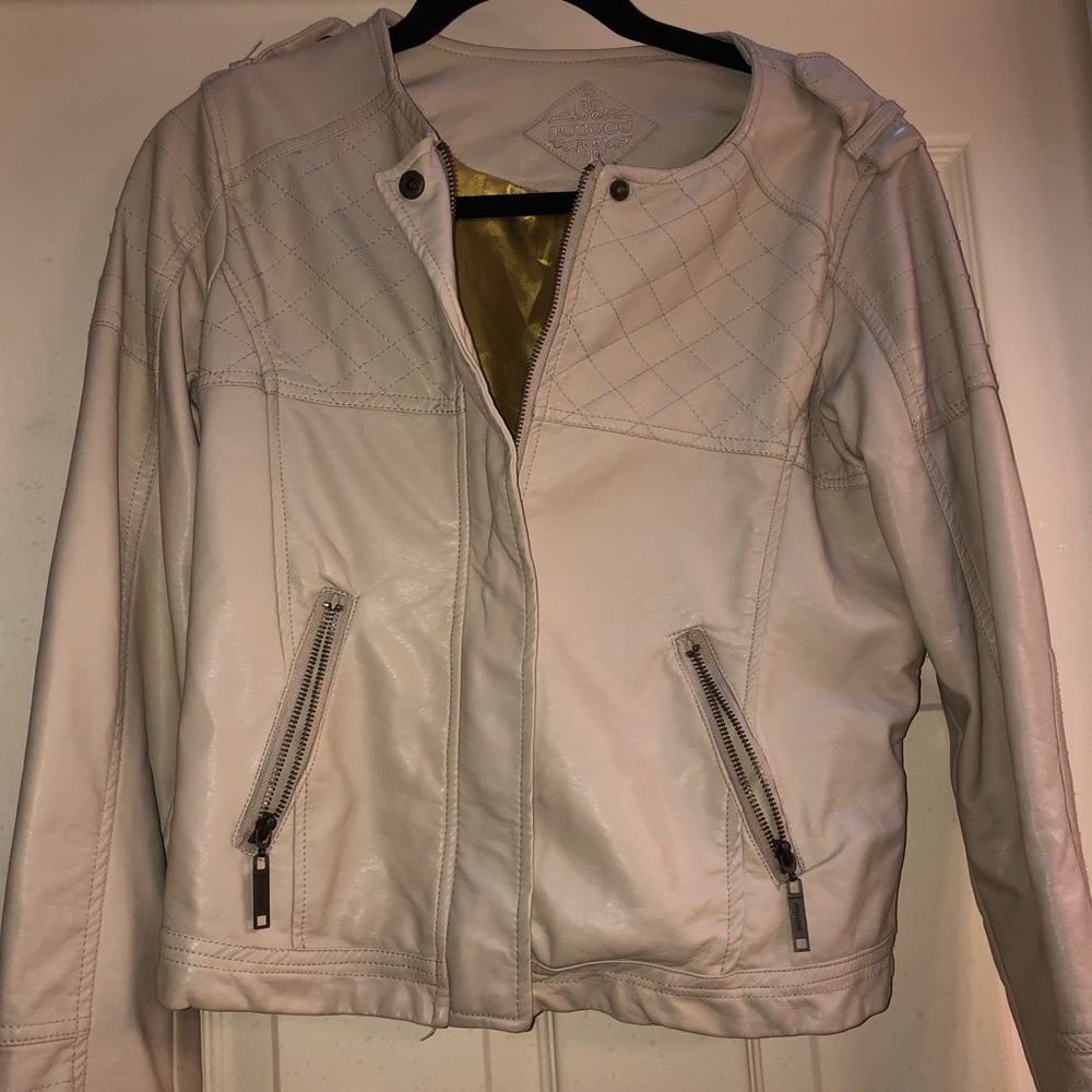 Beige faux leather jacket
